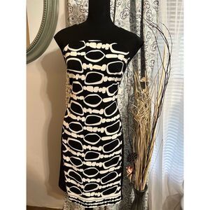 Maggy L Women's Size 10 Black & White Geometric Print Dress